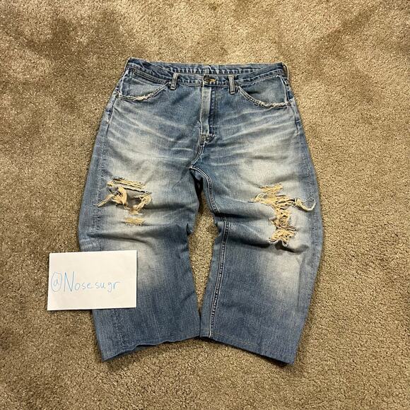 Authentic Bape 2000’s Baggy Distressed Ape Head Jeans Short 34 - Picture 1 of 5